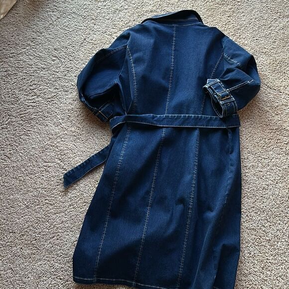 No Brand Plus size Dress 3/4 sleeve stretch denim button down belt pockets 1X - Picture 14 of 17